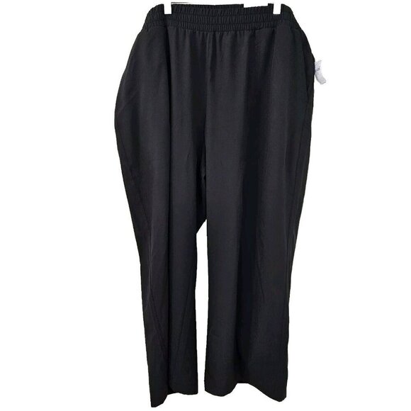 Old Navy Pants Womens XXL Black High Waist Wide Leg Stretch Quick Dry Front Slit - Picture 1 of 15